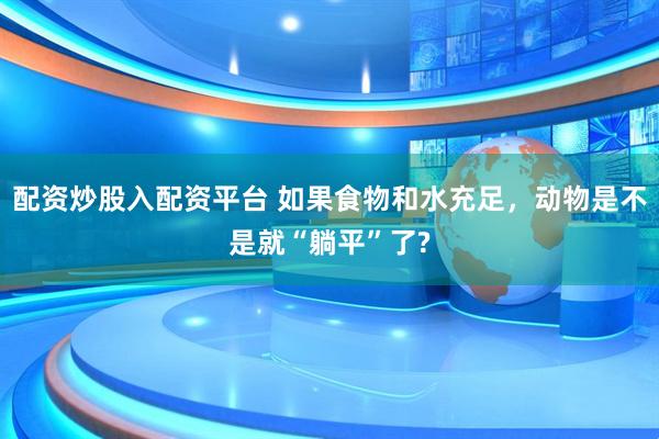 配资炒股入配资平台 如果食物和水充足，动物是不是就“躺平”了?